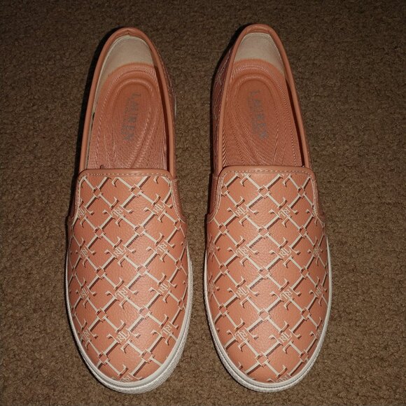 Ralph Lauren Jinny Logo Slip-On Sneakers - Shell Coral - Women's Size 8.5B - NWB - Picture 1 of 10